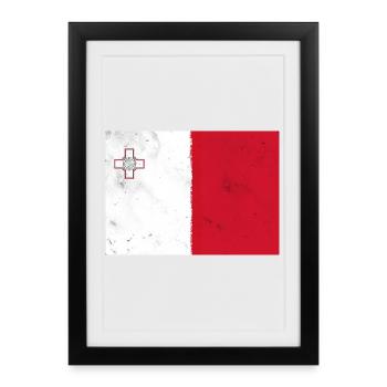 Drapeau de Malte - Affiche encadrée (27 × 37 cm) - noir - Devant