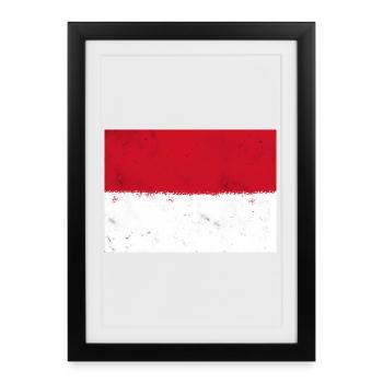 Drapeau de Monaco - Affiche encadrée (27 × 37 cm) - noir - Devant