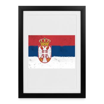 Drapeau de la Serbie - Affiche encadrée (27 × 37 cm) - noir - Devant