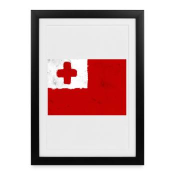 Flag of Tonga - Framed poster (27 × 37 cm) - black - Front