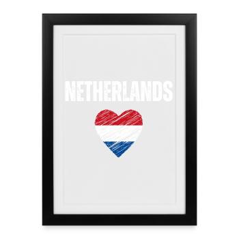 I love Holland, flag of Holland - Framed poster (27 × 37 cm) - black - Front