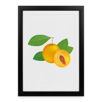 Motif mirabelle à la chair juteuse - Affiche encadrée (27 × 37 cm) - noir - Devant