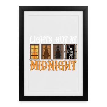 Skeleton at the window at night - Framed poster (27 × 37 cm) - black - Front