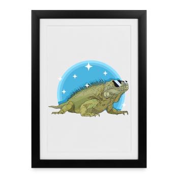 Iguane lézard Iguanes Cadeau - Affiche encadrée (27 × 37 cm) - noir - Devant