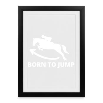 Dynamic jumping stallion - Framed poster (27 × 37 cm) - black - Front