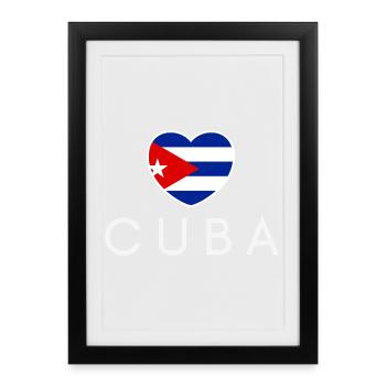 J’aime Cuba, cœur Cuba - Affiche encadrée (27 × 37 cm) - noir - Devant