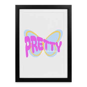 Design imprimé sarcastique « Pretty please » - Affiche encadrée (27 × 37 cm) - noir - Devant