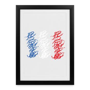 Tricolor Strasbourg Graffiti Pullover Hoodie - Framed poster (27 × 37 cm) - black - Front