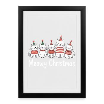 Festival des chats de Noël miaous - Affiche encadrée (27 × 37 cm) - noir - Devant
