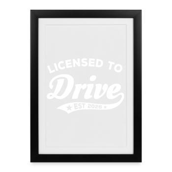 Permis de conduire 2026 - Permis de conduire - Affiche encadrée (27 × 37 cm) - noir - Devant