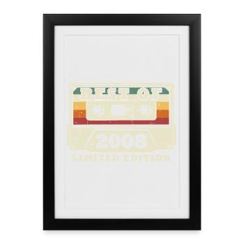 Vintage 2008 Vintage Born Retro Birthday - Framed poster (27 × 37 cm) - black - Front
