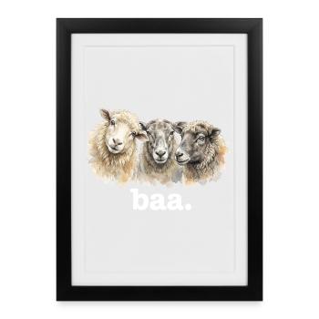 Sheep Baa Funny Sheep Lover Funny Baa - Framed poster (27 × 37 cm) - black - Front