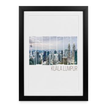 Souvenir de la skyline de la Malaisie de la ville de Kuala Lumpur - Affiche encadrée (27 × 37 cm) - noir - Devant