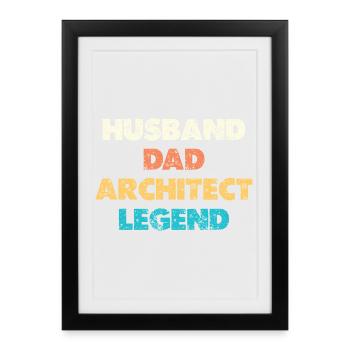 Husband Dad Architect Legend - Framed poster (27 × 37 cm) - black - Front