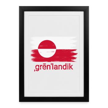 Drapeau de Grønlandik - Affiche encadrée (27 × 37 cm) - noir - Devant
