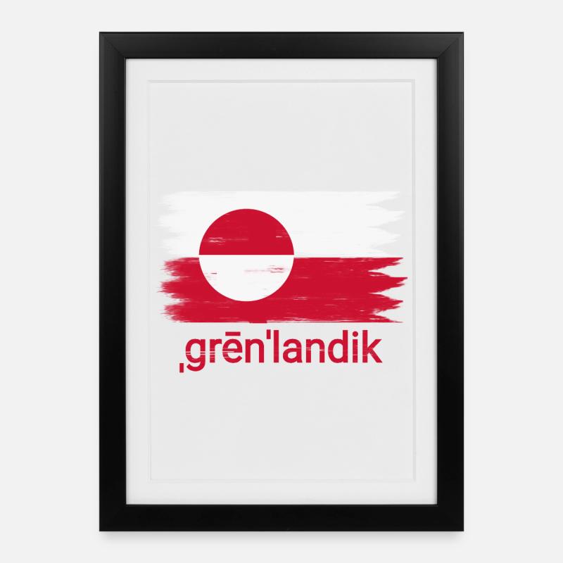 Grønlandik Flag - Framed poster (27 × 37 cm) - black