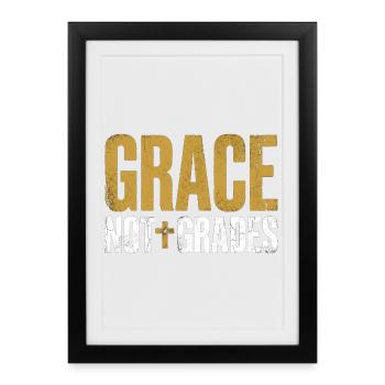 La grâce n’évalue pas Enseignant chrétien Jésus foi - Affiche encadrée (27 × 37 cm) - noir - Devant