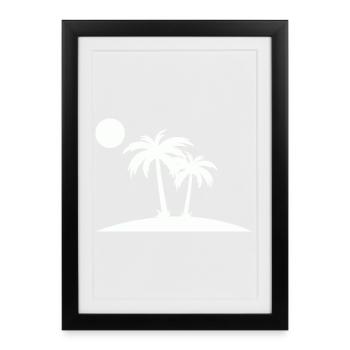 Palm Island Silhouette on the Beach - Framed poster (27 × 37 cm) - black - Front