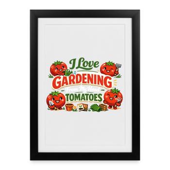 J’adore jardiner depuis mon t-shirt Head Tomatoes - Affiche encadrée (27 × 37 cm) - noir - Devant