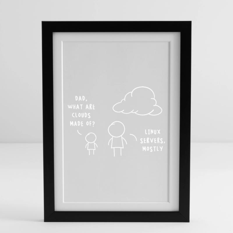 Linux Server Cloud Computing : Drôle de remarque Affiche encadrée (27 × 37 cm)