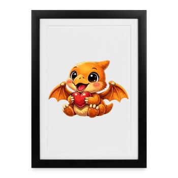 Little Baby Pterodactyl – Cute Pterosaur - Framed poster (27 × 37 cm) - black - Front