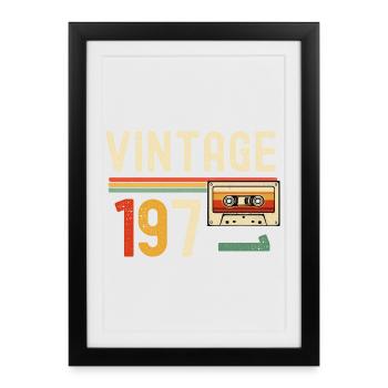 Vintage 70s Cassette - Framed poster (27 × 37 cm) - black - Front