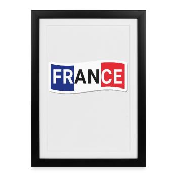 Sticker France Drapeau Ondulé - Affiche encadrée (27 × 37 cm) - noir - Devant