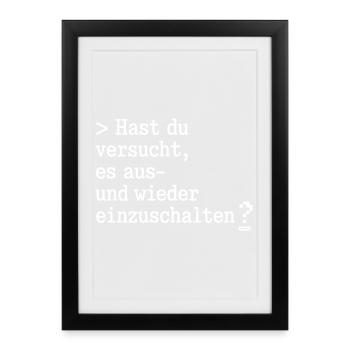 Neustart-Frage: Aus- und Einschalten - Gerahmtes Poster (27 × 37 cm) - Schwarz - Vorne