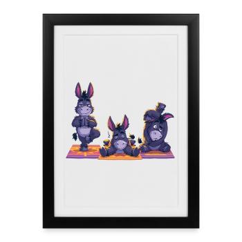 Yoga Âne Savasana Namasté Humour - Affiche encadrée (27 × 37 cm) - noir - Devant