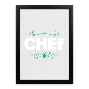 Chef logo with elegant ornamental lines - Framed poster (27 × 37 cm) - black - Front