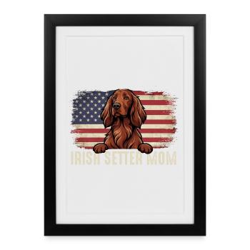 Maman setter irlandais - Propriétaire de chien setter rouge chien oiseau - Affiche encadrée (27 × 37 cm) - noir - Devant