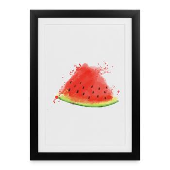 Melone - Wassermelone - Gerahmtes Poster (27 × 37 cm) - Schwarz - Vorne