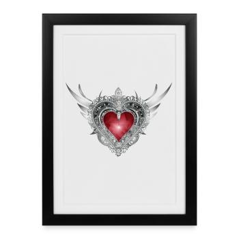 le coeur de costumes célestes avec des ailes argentées - Affiche encadrée (27 × 37 cm) - noir - Devant