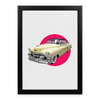 Youngtimer car adore Cadi Chevy Retro Car Oldtime - Affiche encadrée (27 × 37 cm) - noir - Devant