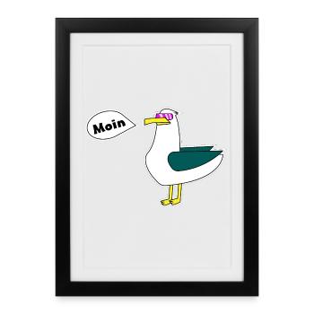 Mouette Moin - Affiche encadrée (27 × 37 cm) - noir - Devant