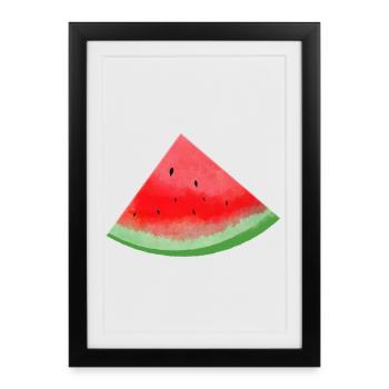Pastèques aquarelle - Affiche encadrée (27 × 37 cm) - noir - Devant