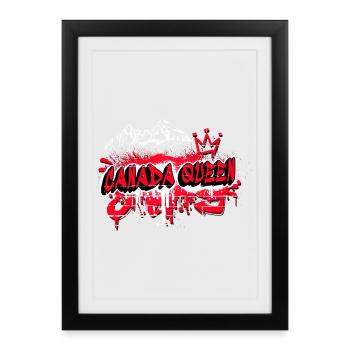 Canada Queen Drapeaux Graffiti Design - Affiche encadrée (27 × 37 cm) - noir - Devant