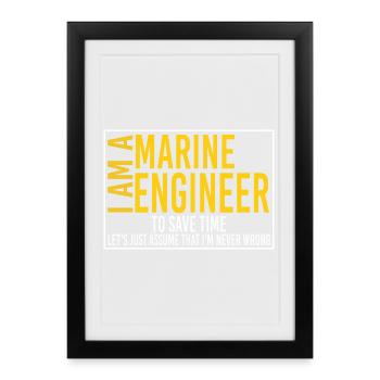 Devise de l’ingénieur maritime - Affiche encadrée (27 × 37 cm) - noir - Devant