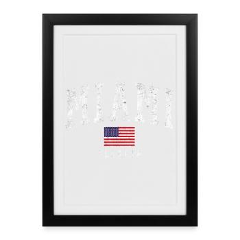 Drapeau vintage de Miami, Floride - Affiche encadrée (27 × 37 cm) - noir - Devant