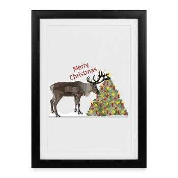 Joyeux Noël, Rainer Reindeer! - Affiche encadrée (27 × 37 cm) - noir - Devant