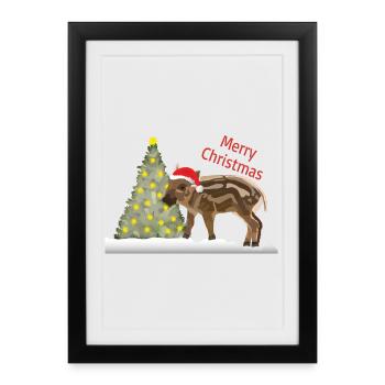 Joyeux Noël, Freddy Frischling - Affiche encadrée (27 × 37 cm) - noir - Devant