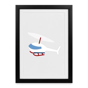 White Helicopter - Framed poster (27 × 37 cm) - black - Front