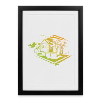 Nature Couleurs Symbole Logo icône Maison Design Park - Affiche encadrée (27 × 37 cm) - noir - Devant