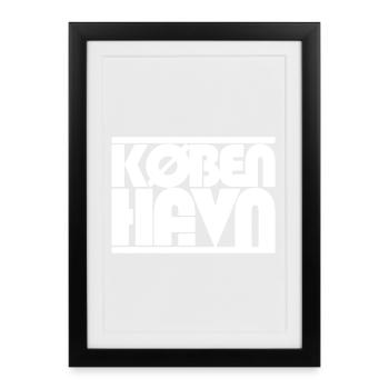Conception du lettrage du Danmark de Copenhague - Affiche encadrée (27 × 37 cm) - noir - Devant