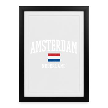 Amsterdam NL Flag Design - Framed poster (27 × 37 cm) - black - Front