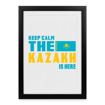 Design du drapeau Keep Calm Kazakhstan - Affiche encadrée (27 × 37 cm) - noir - Devant