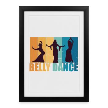 Danse du ventre Danseuse du ventre Vintage Danseur Cadeau - Affiche encadrée (27 × 37 cm) - noir - Devant