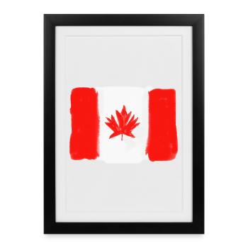 Canada Flag Watercolor, Maple Leaf Bold Brush Flag - Framed poster (27 × 37 cm) - black - Front
