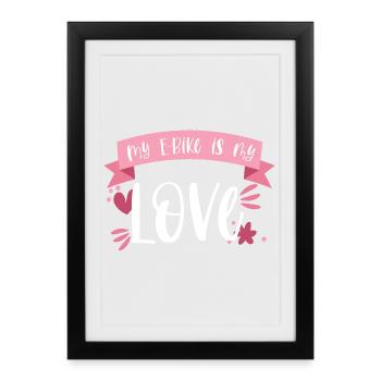 E-Bike Bike E Bike Battery Love Cadeau - Affiche encadrée (27 × 37 cm) - noir - Devant