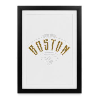 Boston (États-Unis) (États-Unis) - Affiche encadrée (27 × 37 cm) - noir - Devant